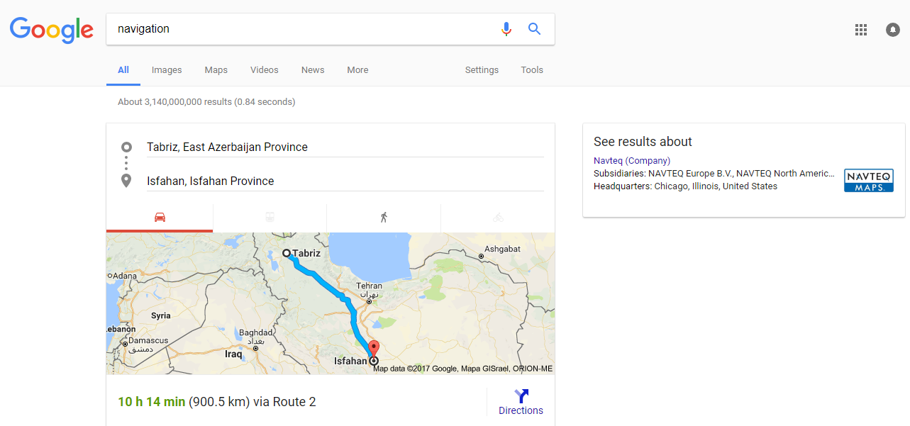 مشخص کردن مسافت بین شهرها با ابزار navigation گوگل . آموزشگاه رایگان خوش آموز