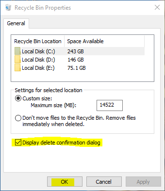 چرا وقتی در ویندوز فایلی را حذف می کنم پیغام تایید نمی آید و مستقیم حذف می شود؟