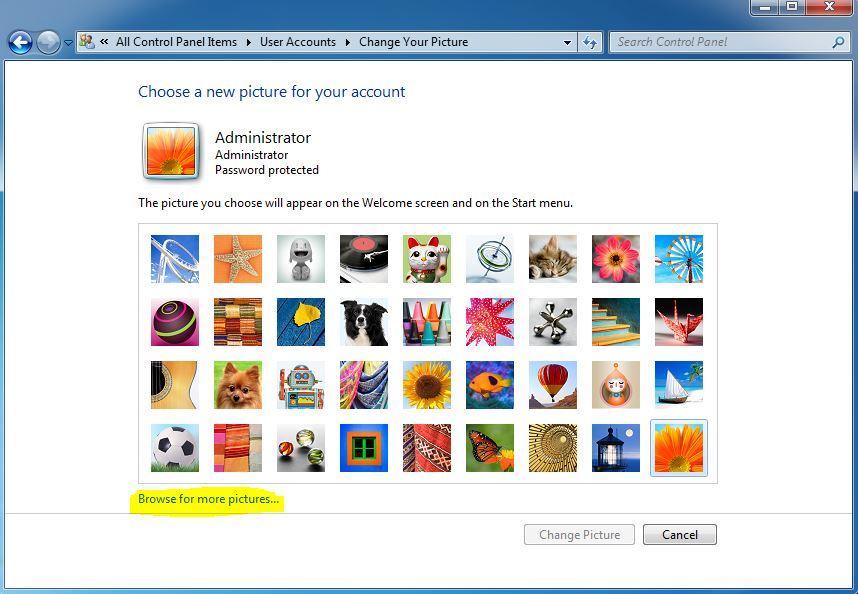 قرار دادن عکس برای کاربران در ویندوز 7 . آموزشگاه رایگان خوش آموز