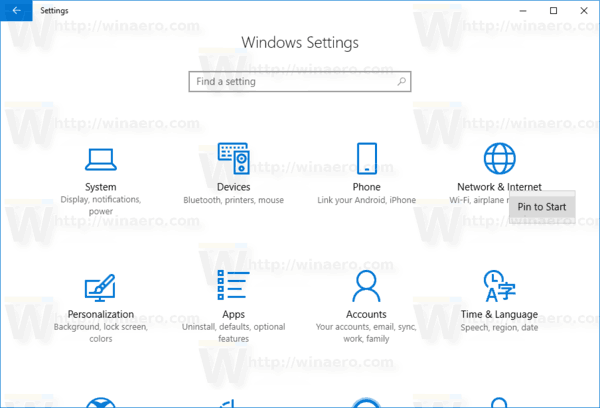 pin کردن تنظیمات Settings به منوی start ویندوز 10 . آموزشگاه رایگان خوش آموز