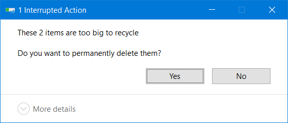 حل مشکل بزرگ بودن حجم فایل برای Recycle Bin . آموزشگاه رایگان خوش آموز