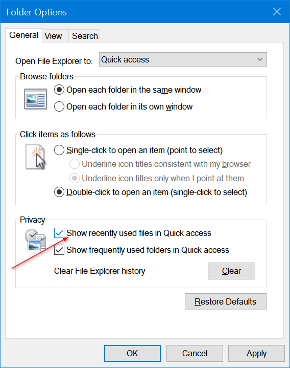 پاک کردن فایل های Quick access در ویندوز 10 . آموزشگاه رایگان خوش آموز