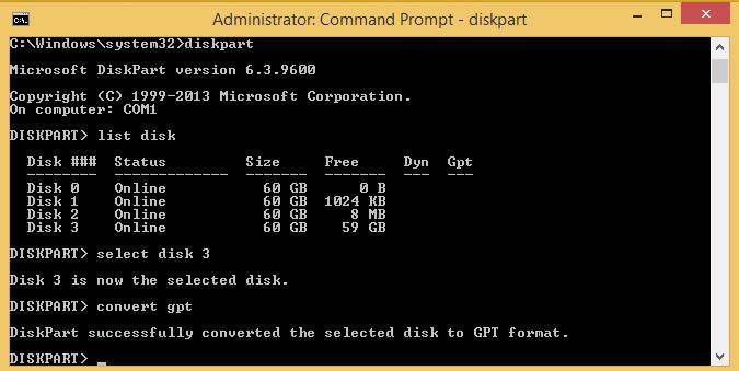 تبدیل درایو از MBR به GPT با استفاده از Diskpart . آموزشگاه رایگان خوش آموز