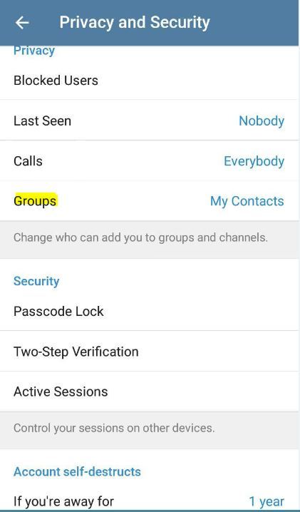 جلوگیری از عضویت در گروه و کانال در تلگرام . آموزشگاه رایگان خوش آموز
