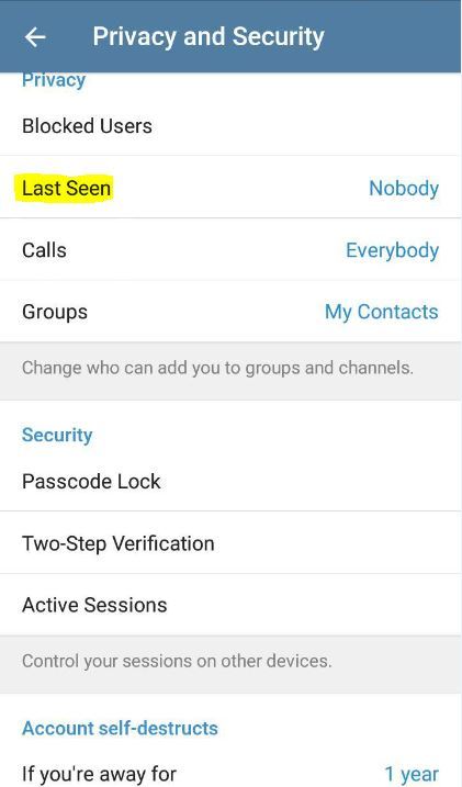 تنظیمات Last Seen در تلگرام . آموزشگاه رایگان خوش آموز