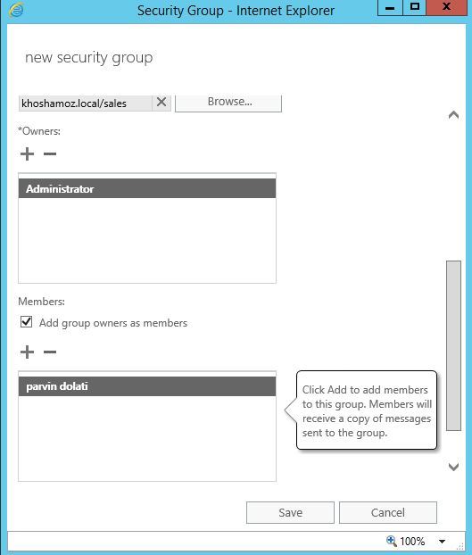 آموزش مایکروسافت exchange server 2016 - بخش Groups - ایجاد Security Group . آموزشگاه رایگان خوش آموز