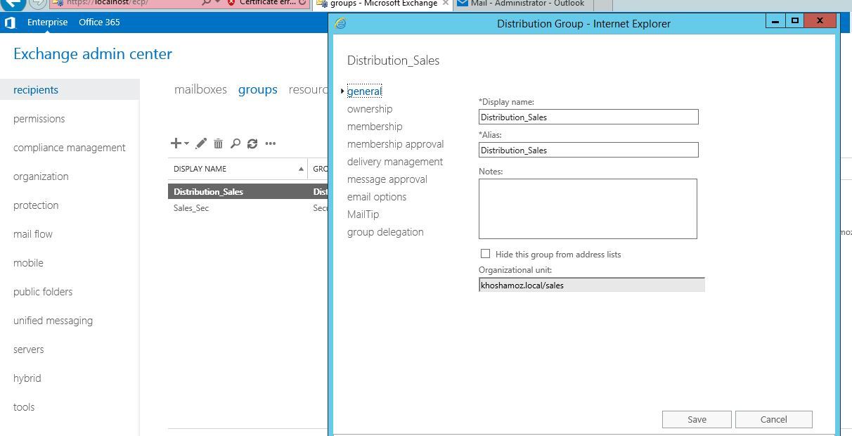 آموزش مایکروسافت exchange server 2016 - تنظیمات ارسال ایمیل برای گروه ها در خارج از سازمان . آموزشگاه رایگان خوش آموز