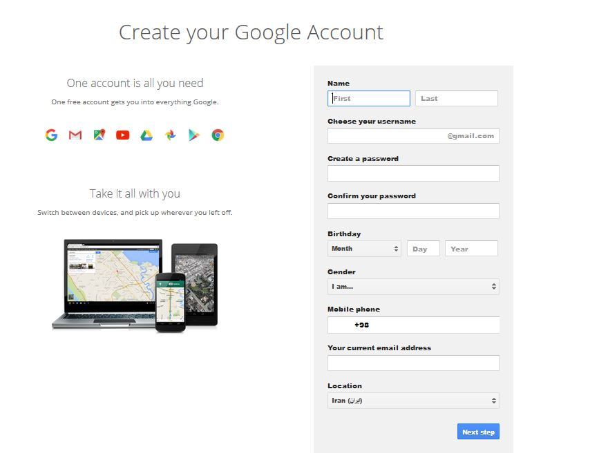 ایجاد اکانت Gmail . آموزشگاه رایگان خوش آموز