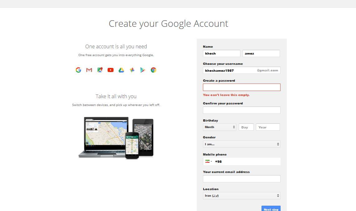 ایجاد اکانت Gmail . آموزشگاه رایگان خوش آموز