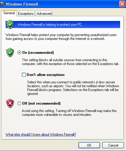 غیرفعال کردن فایروال در ویندوز XP . آموزشگاه رایگان خوش آموز