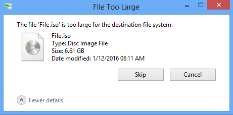 برطرف ارور The file is too large for the destination file system . آموزشگاه رایگان خوش آموز