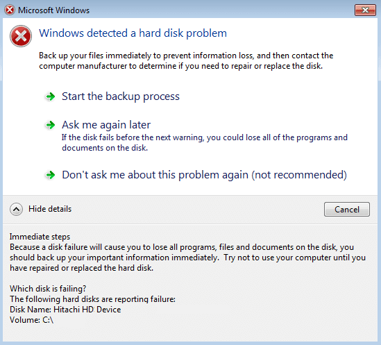 برطرف کردن ارور Windows detected a hard disk problem . آموزشگاه رایگان خوش آموز