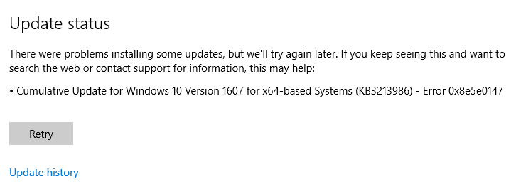 برطرف کردن ارور Update Error 0x8e5e0147 . آموزشگاه رایگان خوش آموز