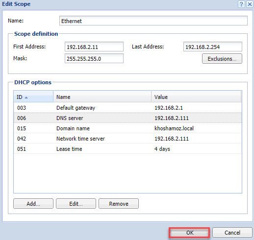 DHCP Options در Kerio Control . آموزشگاه رایگان خوش آموز