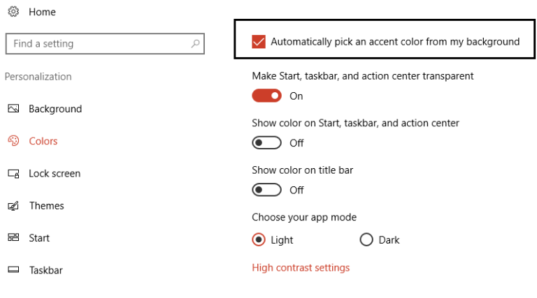 تغییر رنگ منوی Start، Taskbar، Action Center در ویندوز 10 . آموزشگاه رایگان خوش آموز