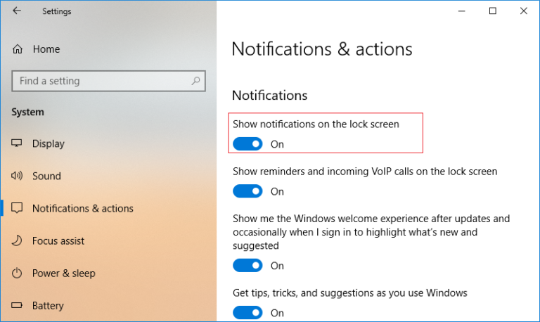 فعال یا غیرفعال کردن Notification در پنجره Lock Screen . آموزشگاه رایگان خوش آموز