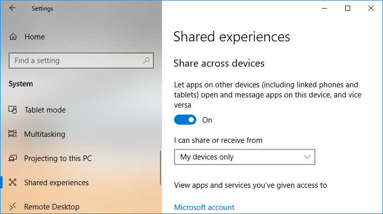 معرفی ویژگی Shared Experiences در ویندوز 10 برای اشتراک کارها در دستگاه های دیگر . آموزشگاه رایگان خوش آموز