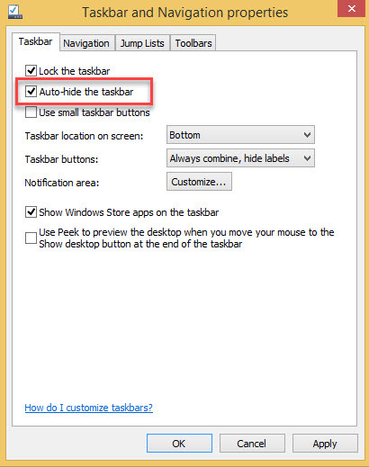 آموزش مخفی شدن و نمایش خودکار Taskbar در ویندوز . آموزشگاه رایگان خوش آموز