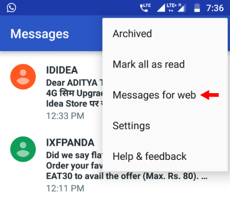ارسال SMS با برنامه Android Messages از طریق کامپیوتر . آموزشگاه رایگان خوش آموز
