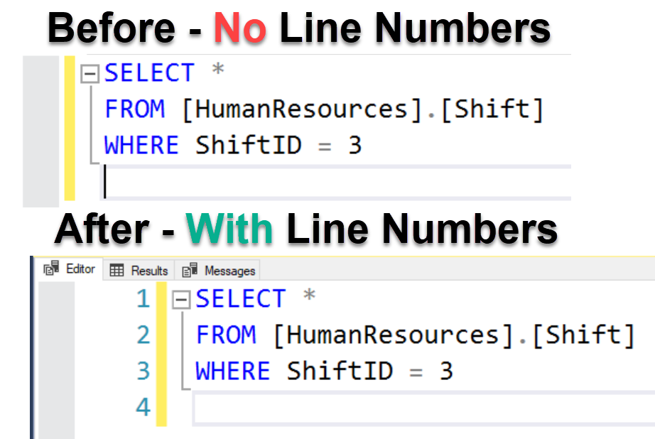 نمایش شماره خط کدها در SQL Server . آموزشگاه رایگان خوش آموز