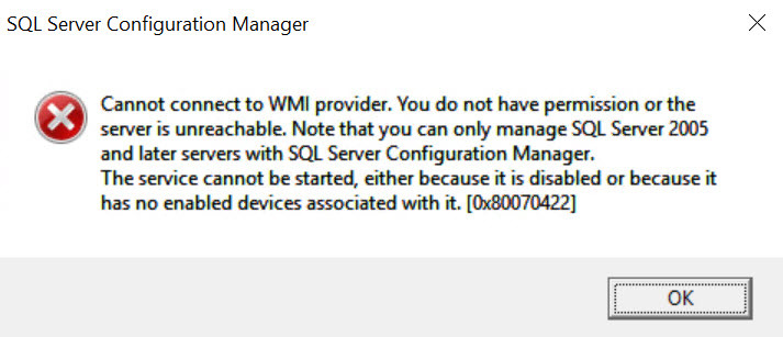 برطرف کردن ارور cannot connect to WMI provider 0x80070422 در SQL Server . آموزشگاه رایگان خوش آموز