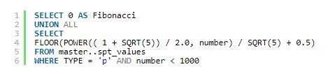 نمایش اعداد فیبوناچی در SQL Server . آموزشگاه رایگان خوش آموز