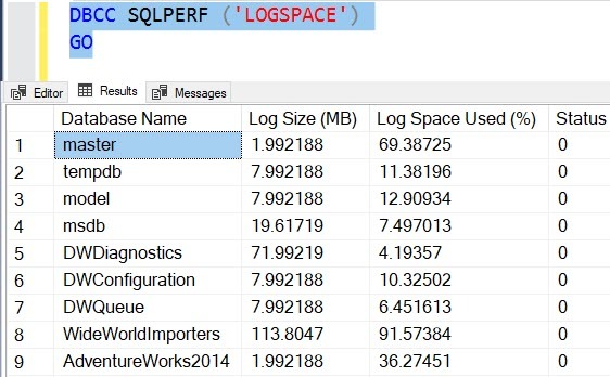 نحوه مشاهده Free Log Space برای هر دیتابیس در SQL Server . آموزشگاه رایگان خوش آموز
