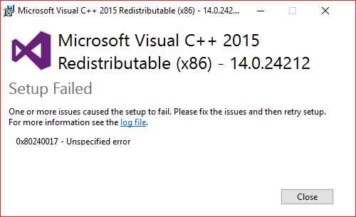 رفع ارور 0x80240017 - Undefined error هنگام نصب Microsoft Visual C++ 2015 Redistributable  . آموزشگاه رایگان خوش آموز