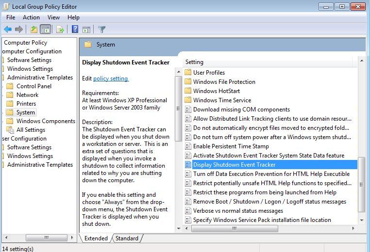 فعال کردن Shutdown Event Tracker در زمان خاموش یا ریستارت کردن ویندوز . آموزشگاه رایگان خوش آموز