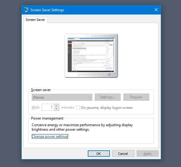 غیرفعال بودن تنظیمات Screen Saver در ویندوز 10 . آموزشگاه رایگان خوش آموز