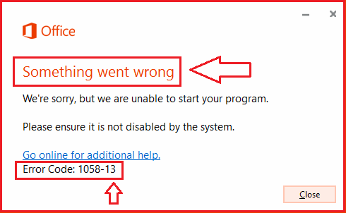 ارور Something Went Wrong Error 1058-13 هنگام نصب مایکروسافت آفیس . آموزشگاه رایگان خوش آموز