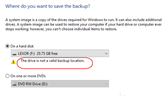 رفع ارور The drive is not a valid backup location هنگام بک آپ گیری در ویندوز . آموزشگاه رایگان خوش آموز
