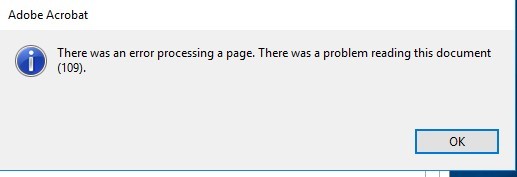 Acrobat reader ошибка 109