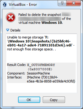 برطرف کردن خطای Failed to delete the snapshot در VirtualBox . آموزشگاه رایگان خوش آموز