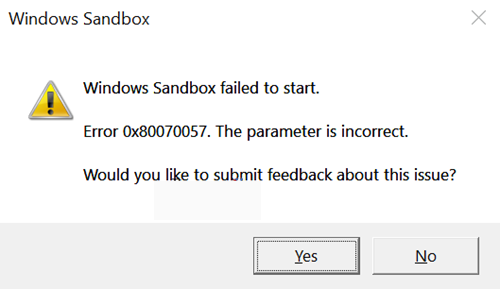 رفع ارور Windows Sandbox failed to start, Error 0x80070057, The parameter is incorrect در Sandbox . آموزشگاه رایگان خوش آموز