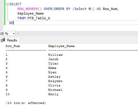 استفاده از تابع Row Number بدون Order By در اسسکریپت SQL Server . آموزشگاه رایگان خوش آموز