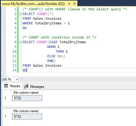 استفاده از شرط در تابع COUNT در SQL Server . آموزشگاه رایگان خوش آموز