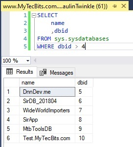 لیست دیتابیس هایی که کاربران در SQL Server ایجاد کرده اند . آموزشگاه رایگان خوش آموز