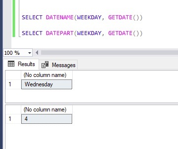 بدست آوردن عدد و نام روز هفته در SQL Server . آموزشگاه رایگان خوش آموز