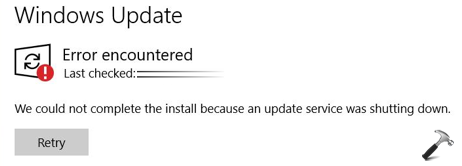رفع ارور We could not complete the install because an update service was shutting down . آموزشگاه رایگان خوش آموز