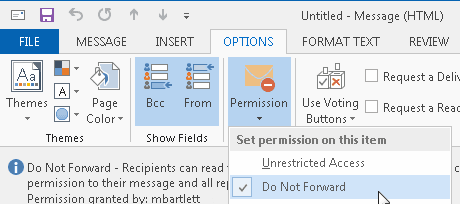 غیرفعال کردن Forward ایمیل ارسالی برای دریافت کنندگان در Outlook . آموزشگاه رایگان خوش آموز