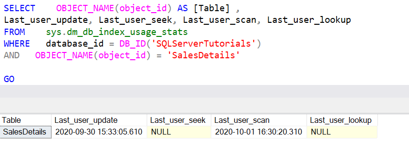 مشاهده آخرین زمان دسترسی به جدول یا جداول یک دیتابیس در SQL Server . آموزشگاه رایگان خوش آموز