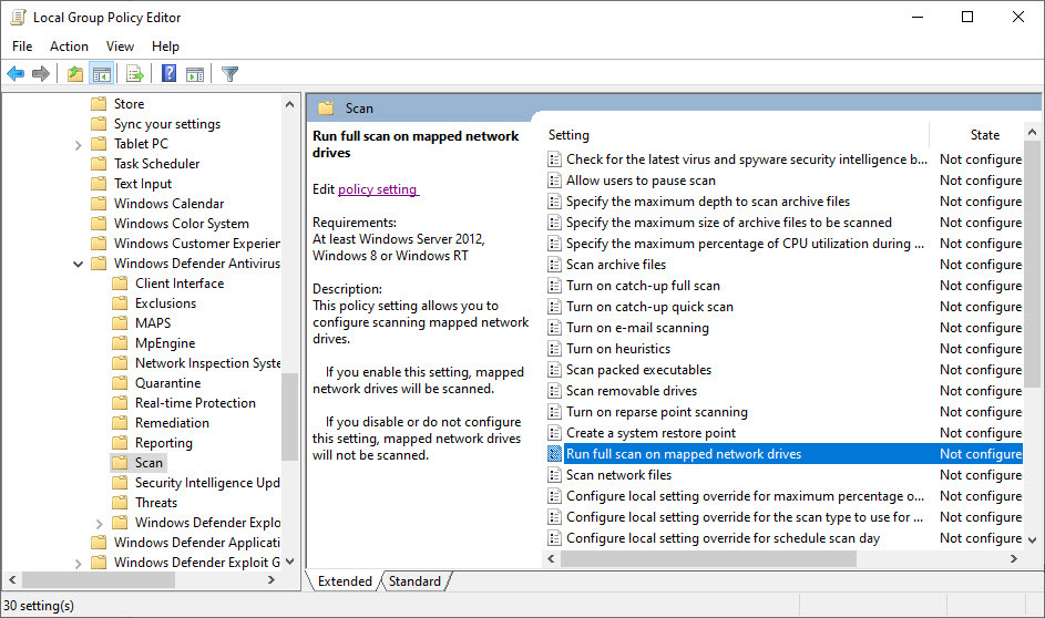 فعال یا غیرفعال کردن اسکن درایوهای Map شده توسط Windows Defender . آموزشگاه رایگان خوش آموز