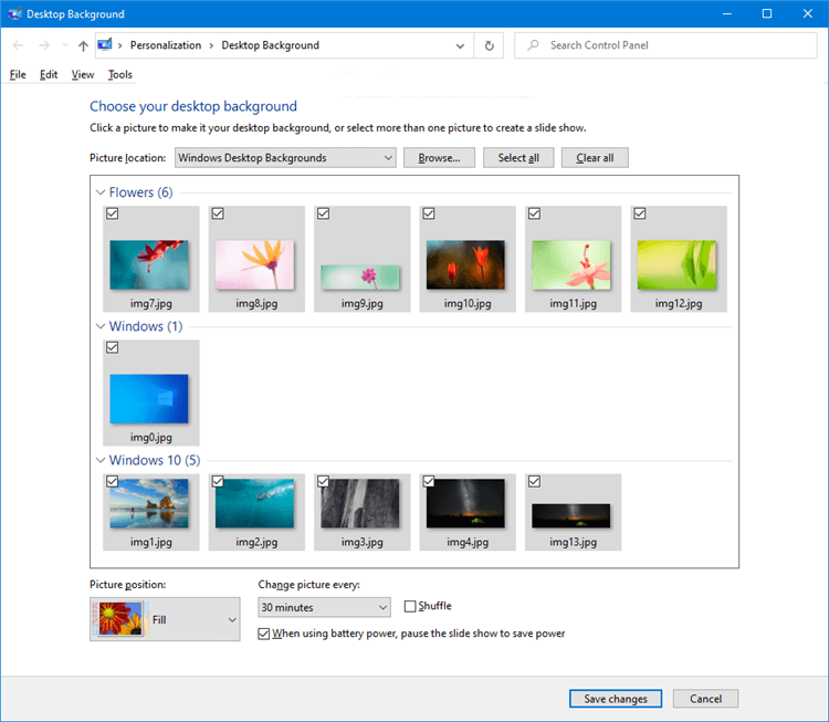 اضافه کردن گزینه تغییر عکس پس زمینه دسکتاپ ویندوز 10 در کنترل پنل . آموزشگاه رایگان خوش آموز