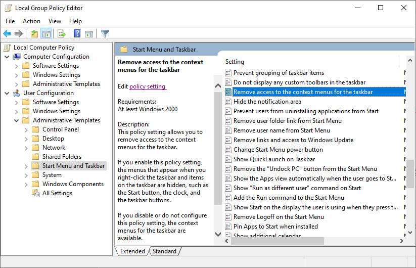 جلوگیری از باز کردن منوی کلیک راست Taskbar برای کاربران در ویندوز . آموزشگاه رایگان خوش آموز
