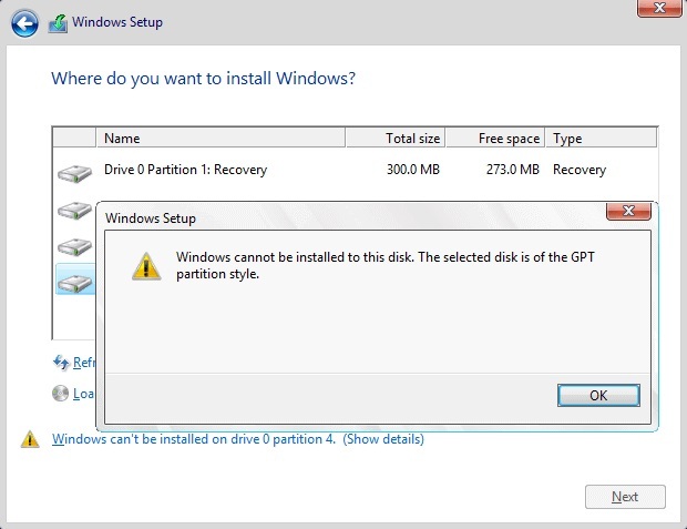 رفع ارور Windows cannot be installed to this GPT disk . آموزشگاه رایگان خوش آموز
