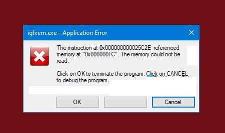 رفع ارور igfxem.exe application error - The memory could not be read . آموزشگاه رایگان خوش آموز