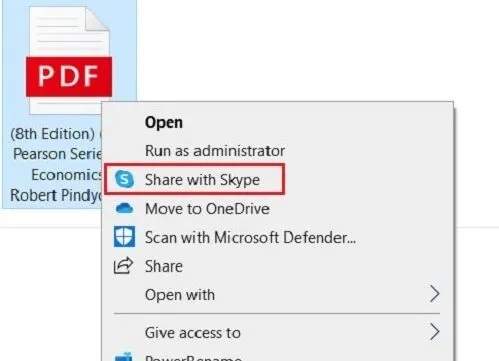 نمایش دادن یا پنهان کردن گزینه Share with Skype از منوی کلیک راست فایل ها در ویندوز 10 . آموزشگاه رایگان خوش آموز