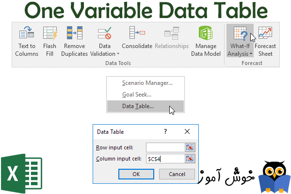 ابزار جدول داده با یک متغیر! (One Variable Data Table)
