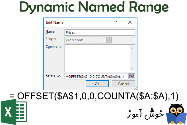 نام محدوده پویا (Dynamic Named Range)